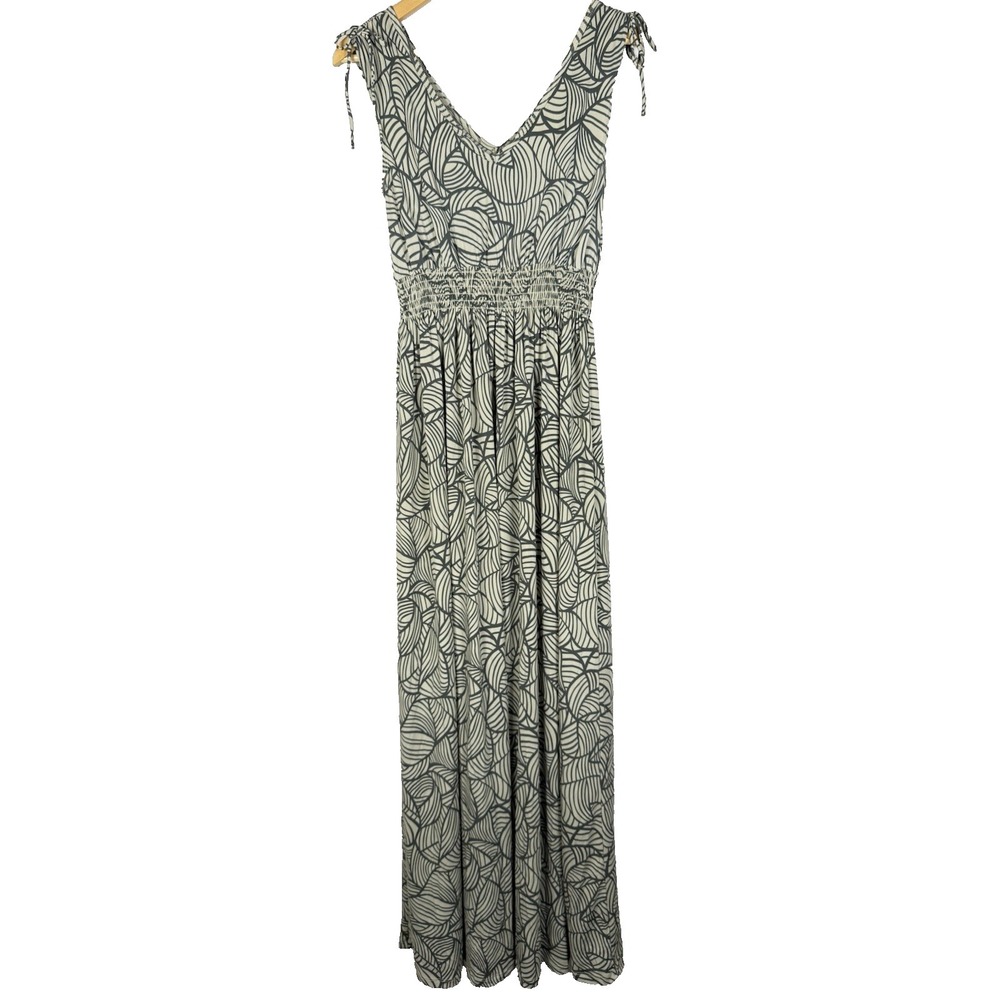 Long Elegant Legs Maxi Dress Womens Small Tall Tropical Palm Green Travel Beach